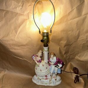 GRAFENTHAL PORCELAIN FIGURAL
LAMP COURTING COUPLE HAND
PAINTED GERMANY